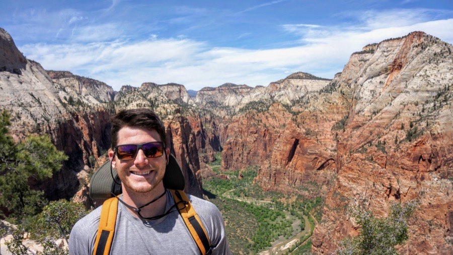 Ben Sunter above the Virgin River valley, Zion National Park